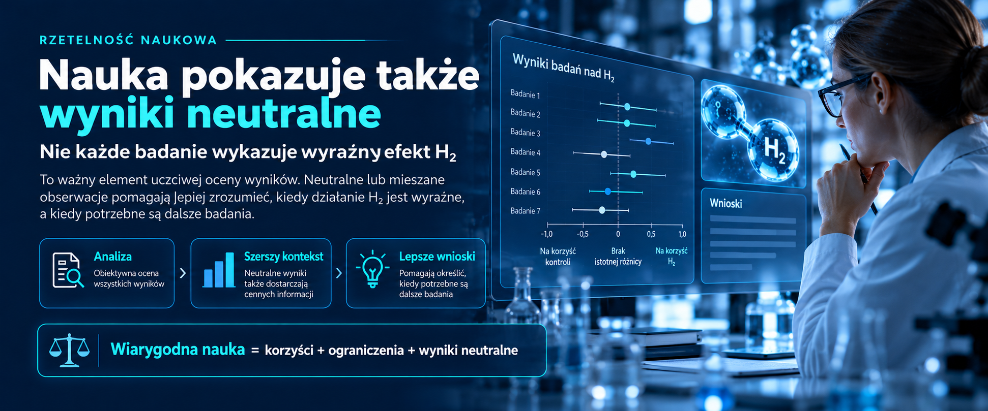 Wizualizacja rzetelnej oceny wyników neutralnych w badaniach nad wodorem molekularnym H₂