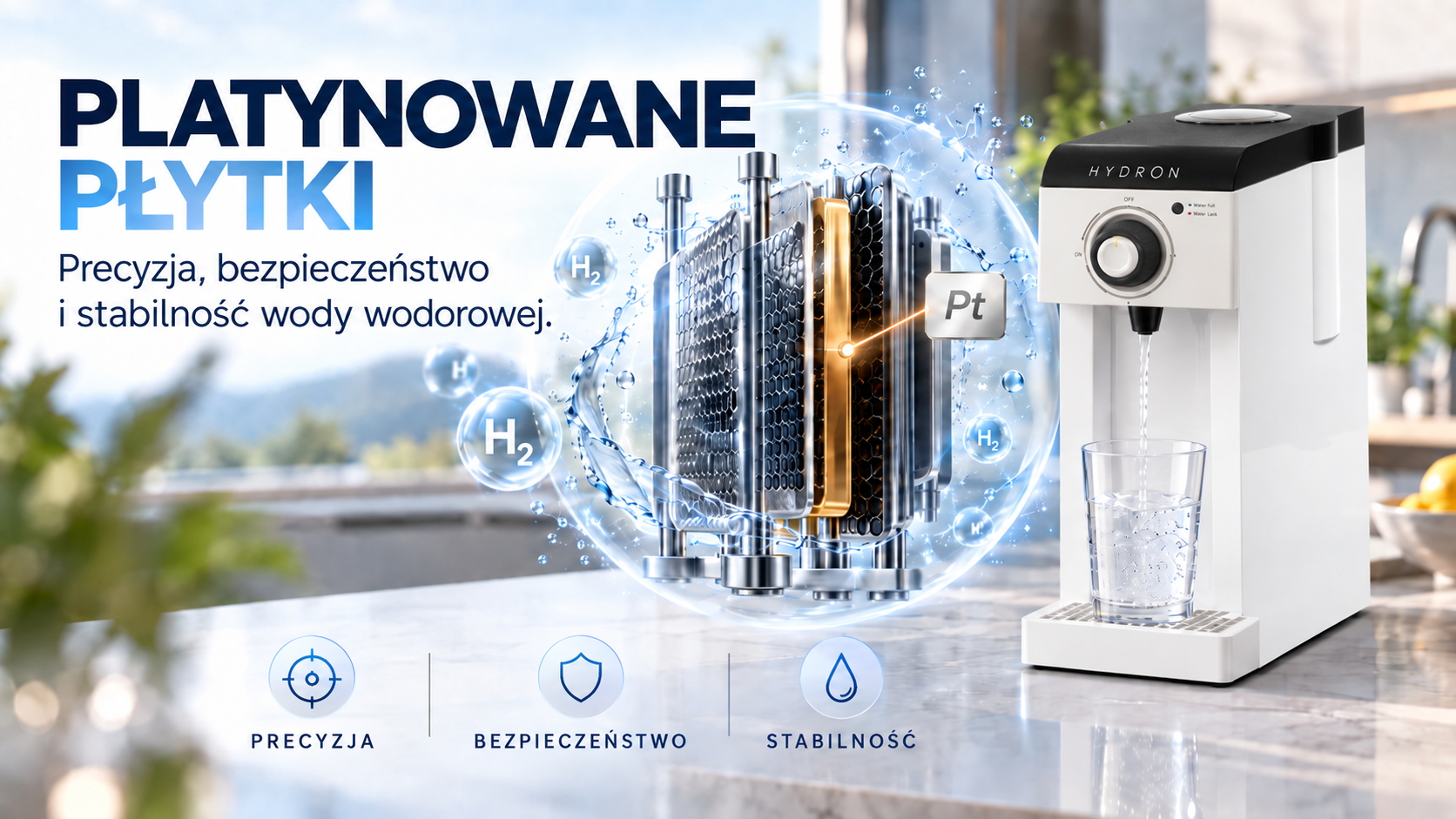 Platynowane płytki – precyzja, bezpieczeństwo i stabilność wody wodorowej; technologia HYDRON